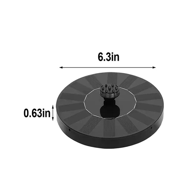 Black Solar Fountain Pump with 6 Nozzles for Bird Bath and Small Pond Garden Decor
