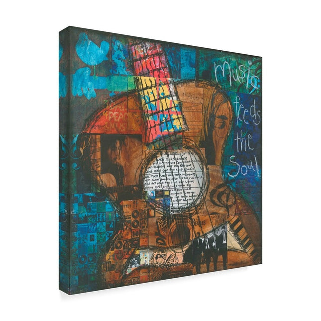 Jennifer McCully ‘Music Feeds The Soul – Guitar’ Canvas Art, Multi-Color