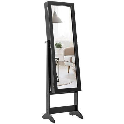 Jewelry Armoire Cabinet with Full-Length Mirror Standing Jewelry Organizer Black