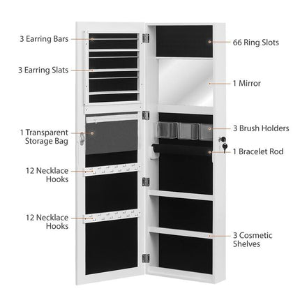 Jewelry Armoire Cabinet with Mirror and Multiple Storage Drawers