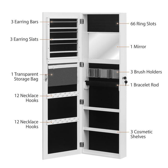 Jewelry Armoire Cabinet with Mirror and Multiple Storage Drawers