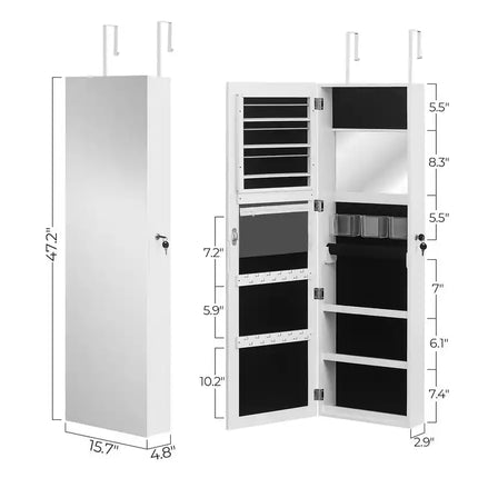 Jewelry Armoire Cabinet with Mirror and Multiple Storage Drawers