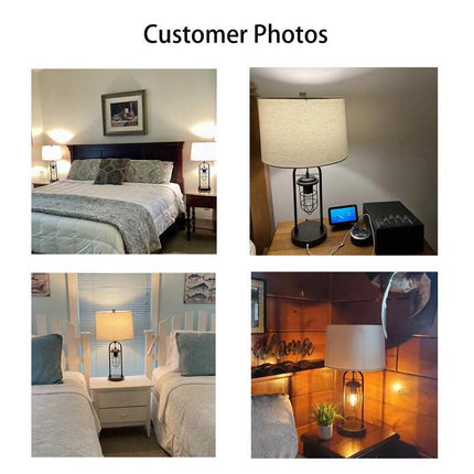 26-Inch Farmhouse Table Lamp with USB Ports Night Light Bedside Desk Lamp 1-Pack