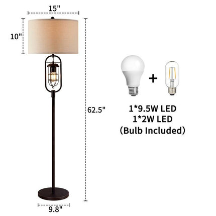 Bronze Standard Floor Lamp 62.5 Inch with Built In Night Light Home Light