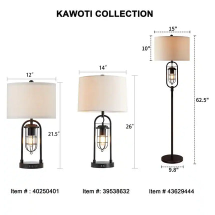 Bronze Standard Floor Lamp 62.5 Inch with Built In Night Light Home Light