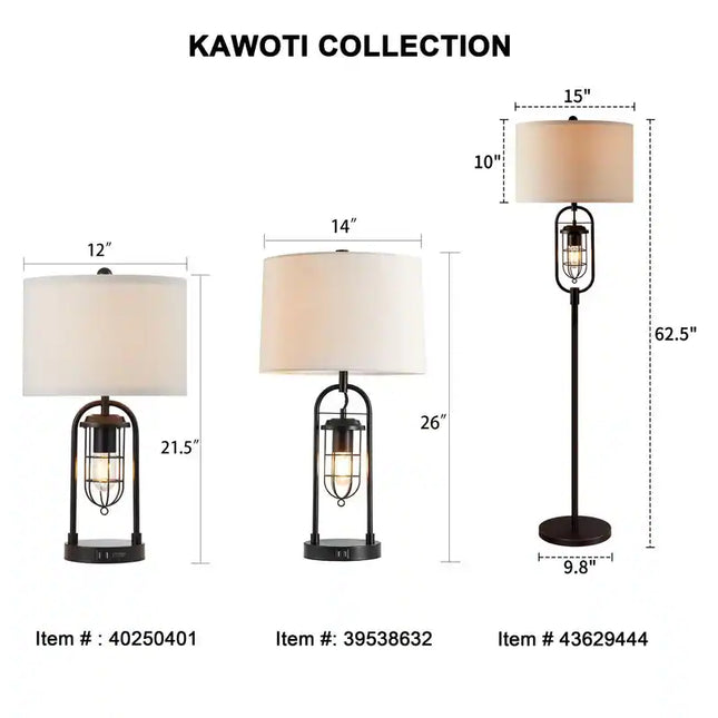 Bronze Standard Floor Lamp 62.5 Inch with Built In Night Light Home Light