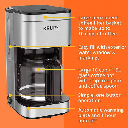 Simply Brew 10-Cup Coffee Maker, Programmable Drip Coffee Machine, Silver