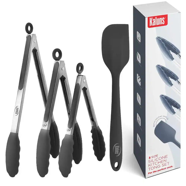 Kitchen Tong Set – Silicone Tip & Stainless Steel Cooking Tongs