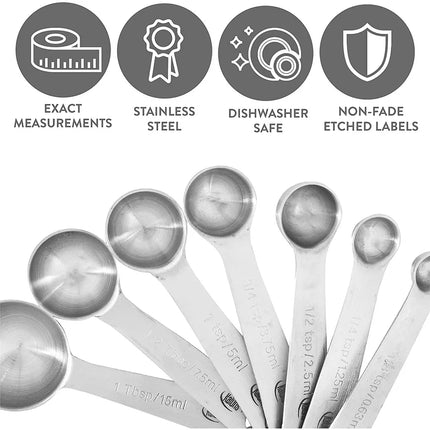 16 Piece Stainless Steel Measuring Cups and Spoons Set for Baking