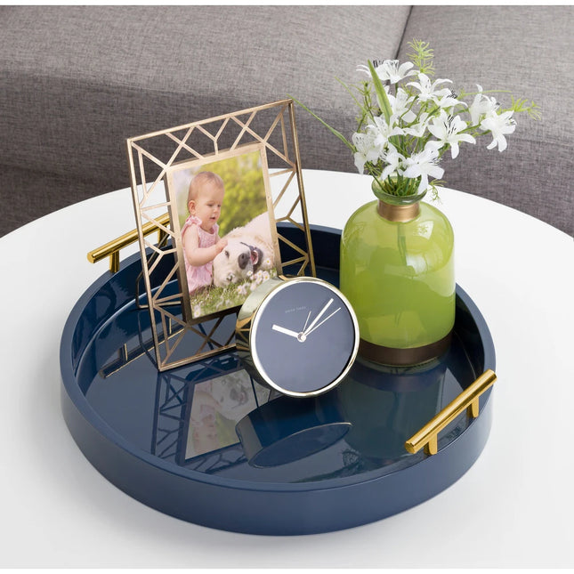 Lipton Metal Handle Round Serving Tray – Decorative Home Accent