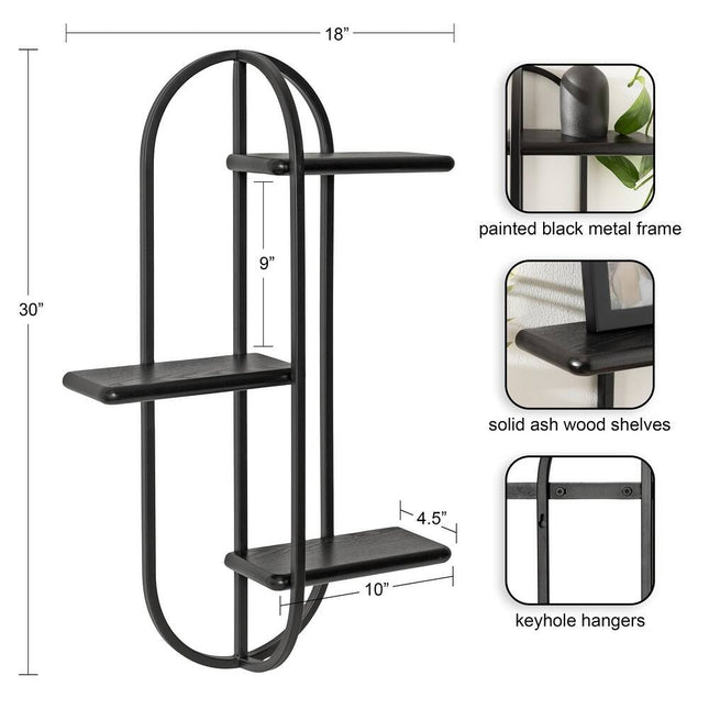Ramos Wood and Metal Accent Shelf 18x6x30 Wall Mounted Display Shelf