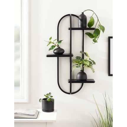Ramos Wood and Metal Accent Shelf 18x6x30 Wall Mounted Display Shelf