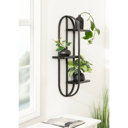 Ramos Wood and Metal Accent Shelf 18x6x30 Wall Mounted Display Shelf