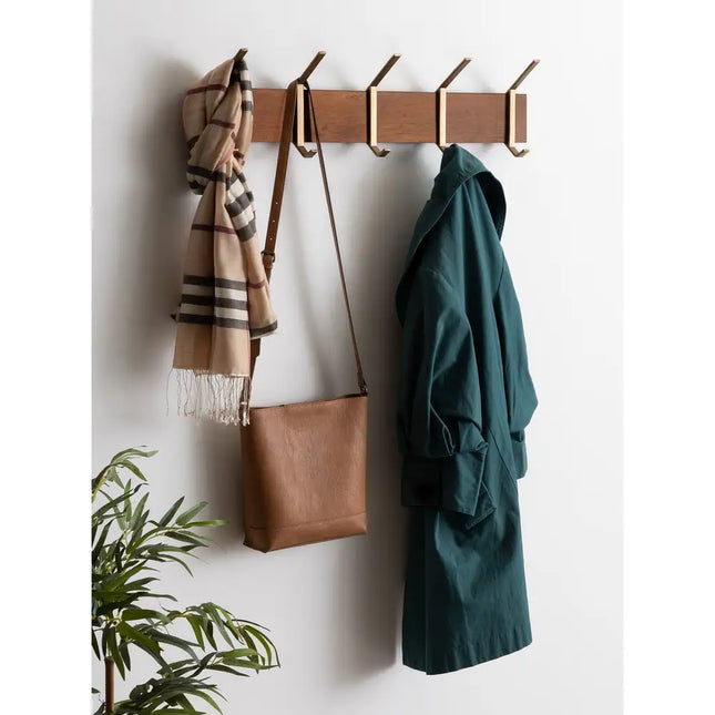 5 Hook Wall Shelf Rossmore Modern Coat Rack Entryway Storage Organizer