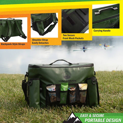 Wakeman Outdoors 18L Kayak Cooler Seat Back Fishing Insulated Water Resistant Bag Green