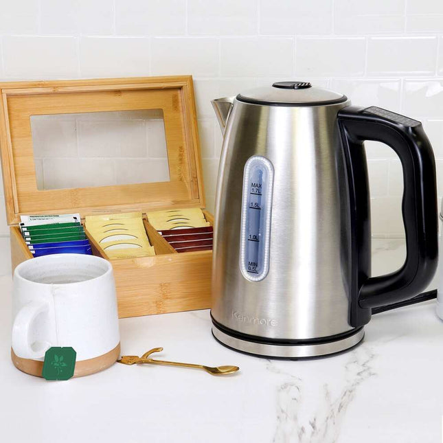 1.7L Cordless Electric Tea Kettle with 6 Temperature Presets Fast Boil Black