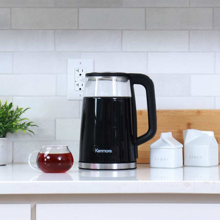 1.7L Glass Electric Kettle Digital Temperature Control Black Fast Boil BPA Free