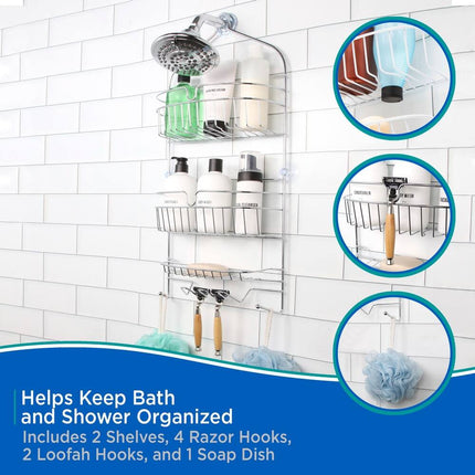 Chrome 3 Tier Hanging Shower Caddy Rust Resistant Bathroom Storage