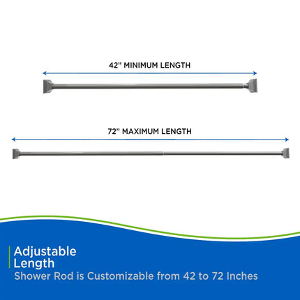 Twist & Fit Square End Camlock Shower Curtain Rod – 42-72", Pewte