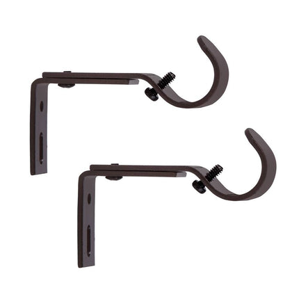 Set of 2 Adjustable Curtain Rod Brackets 1 Inch Dark Brown Mount Holders