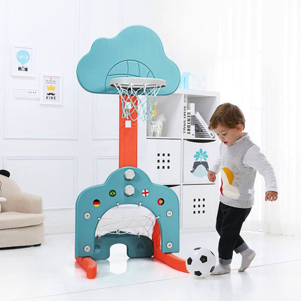 Kids 3-in-1 Basketball Hoop Toddler Sports Activity Center for Indoor Fun