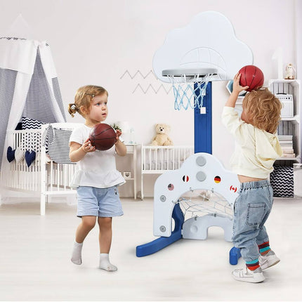 Kids 3-in-1 Basketball Hoop Toddler Sports Activity Center for Indoor Fun