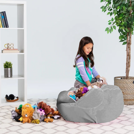 Kids Stuffed Animal Storage Bean Bag Chair Cover Toy Organizer