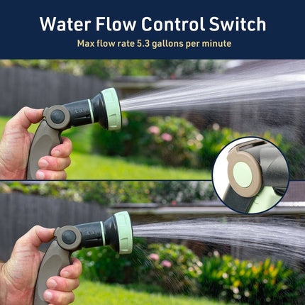 Garden Hose Spray Nozzle 8 Pattern Adjustable with Quick Connect Mint Black