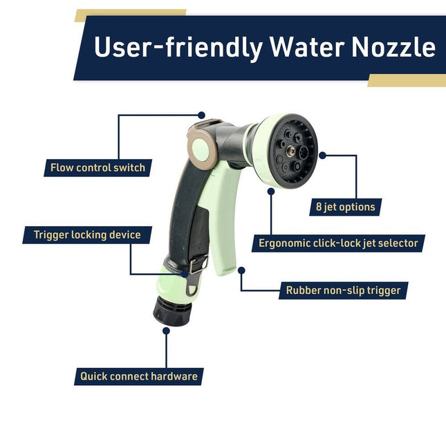 Garden Hose Spray Nozzle 8 Pattern Adjustable with Quick Connect Mint Black