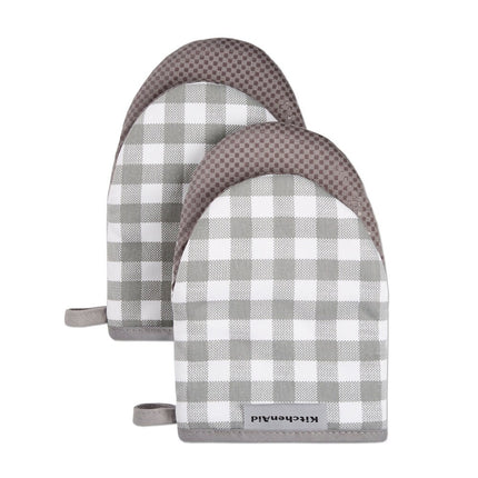 2 Pack Gingham Mini Oven Mitts 5.5x8 Heat Resistant Cooking Gloves Set
