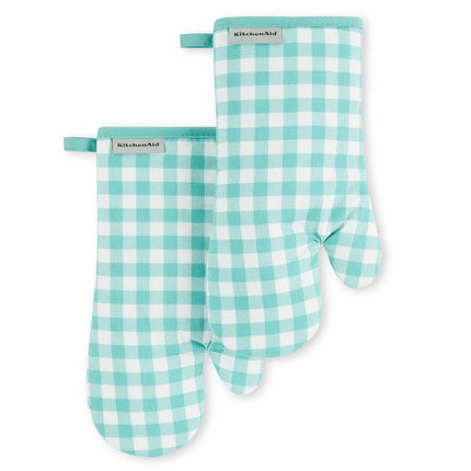 2 Pack Gingham Oven Mitts 7x13 Heat Resistant Cooking Baking Gloves