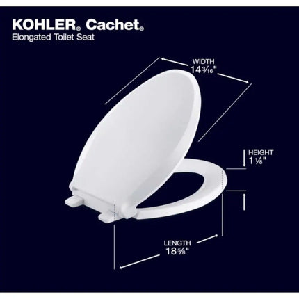 Slow-Close Toilet Seat – Elongated White Plastic by Cachet