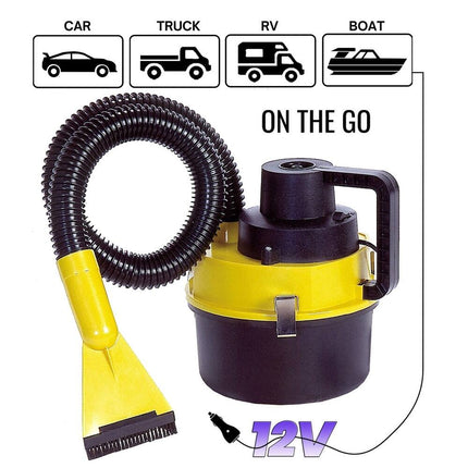 12V Canister Vacuum Wet Dry Cleaner with Inflator and 4 Nozzle Set