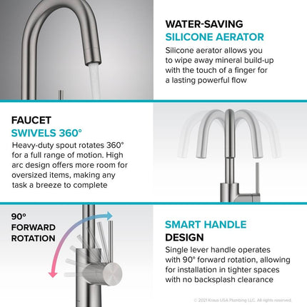 Oletto Single Handle 1-Hole Kitchen Bar Faucet with Modern Design