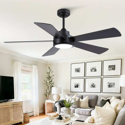 46" Indoor Ceiling Fan with Light, Quiet Modern Design, Remote & App Control, Black