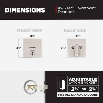 Downtown Square Deadbolt Lock Satin Nickel Keyed Front Entry Door