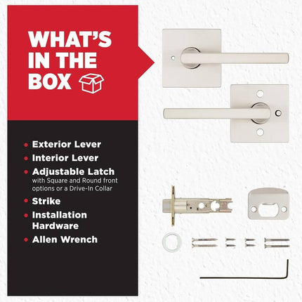 Halifax Interior Privacy Door Handle with Lock Bathroom Bedroom Satin Nickel