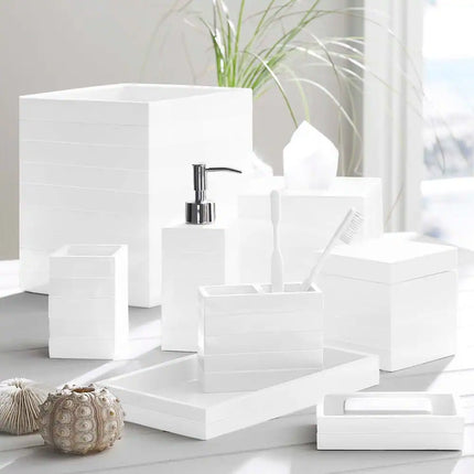 Cabana White Bath Accessory Collection for Modern Bathroom Organization