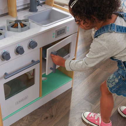 Let's Cook Play Kitchen Natural Wooden Pretend Play Kitchen Set for Kids