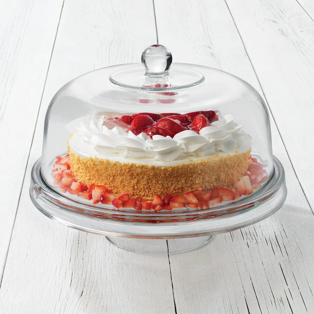 Set of 2 Selene 6-in-1 Glass Servers – Punch Bowl, Chip & Dip, Cake Stand