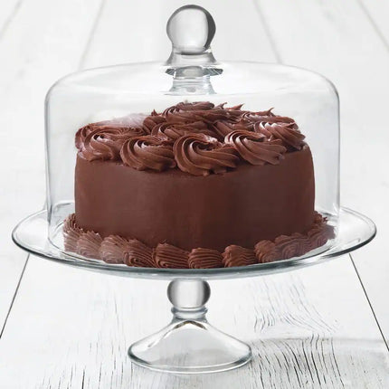 Set of 2 Selene Glass Cake Stands – With Dome, Perfect for Cakes & Pastries