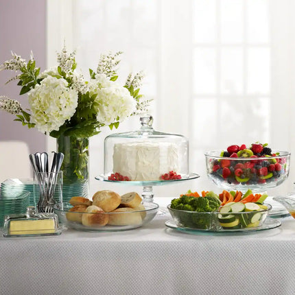 Set of 2 Selene Glass Cake Stands – With Dome, Perfect for Cakes & Pastries