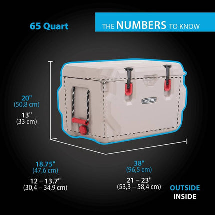 65 Quart High Performance Cooler Portable Ice Chest for Camping and Outdoor Use