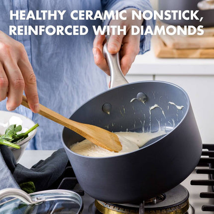 Lima Ceramic Non-Stick 2 Piece Saucepan Set Kitchen Cookware Pots