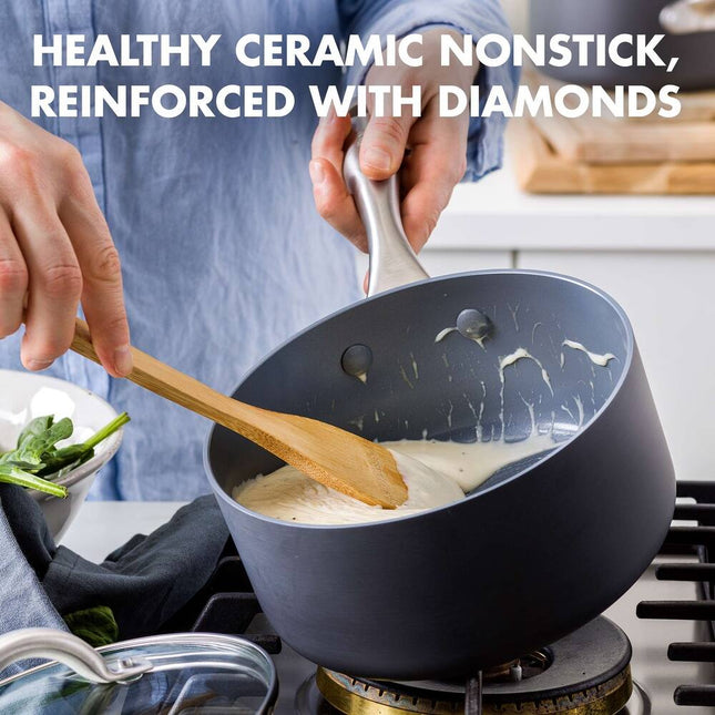 Lima Ceramic Non-Stick 2 Piece Saucepan Set Kitchen Cookware Pots