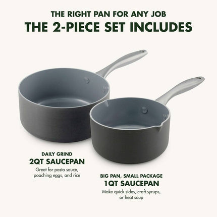 Lima Ceramic Non-Stick 2 Piece Saucepan Set Kitchen Cookware Pots