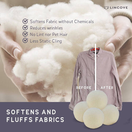 6 Pack Organic Wool Dryer Balls Durable Reusable Laundry Dryer Aid