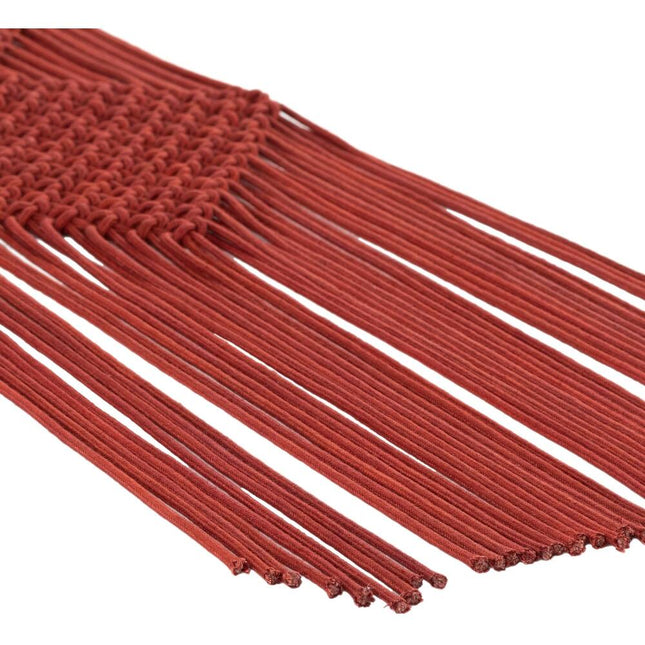 Linsey Burgundy Diamond Macrame Wall Hanging – Boho Decor 40”H x 14”W