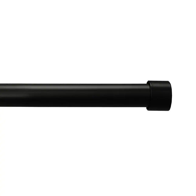 Single Curtain Rod – 5/8" Adjustable 28"-48", Matte Black, End Cap Finials