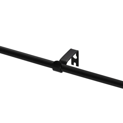 Single Curtain Rod – 5/8" Adjustable 28"-48", Matte Black, End Cap Finials